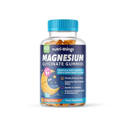 Magnesium Glycinate Gummies Kids - Chewable Magnesium Supplement for Children - Supports Calm, Relaxation & Healthy Growth - Gentle on Tummies - Wild Berry Flavour - 100mg Per Serving - 60 Gummies