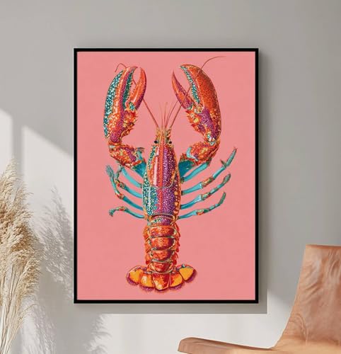 Peinture de homard rouge affiche mer déco cuisine d'été 70x100cm
