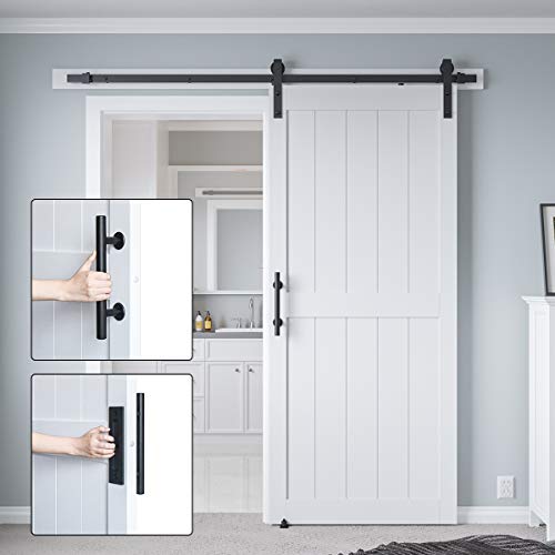 Image of 36 x84in MDF Sliding Barn Door with 6.6ft Barn Door Hardware Kit & Handle