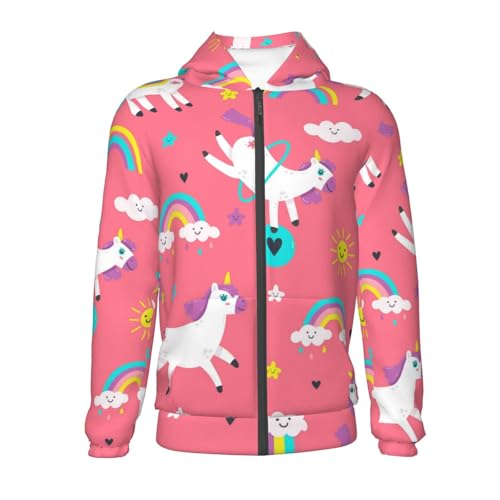 Yoga Unicorn Kid Hoodies Boys Zip Up Sweatshirts Girls Pullover with Pocket2
