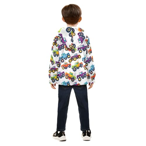 CHIFIGNO Colorful Truck Toddler Boy Winter Coat, Toddler Zip up Hoodie Light Jacket for Fall Winter Spring 7-8Y4