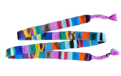 Mayan Arts Single Long Belt Strap, Hat Band, Hatband, Handmade in Textile, Bright Multi Color 55 x 1.25 Inches