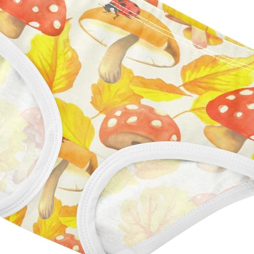 Autumn Yellow Maple Mushroom Little Girl Panties Toddler Underwear Floral Cotton Colorful Briefs Undies Kids 2t4