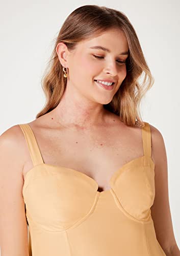 Vestido Longo Evasê Com Alças Finas - Laranja M