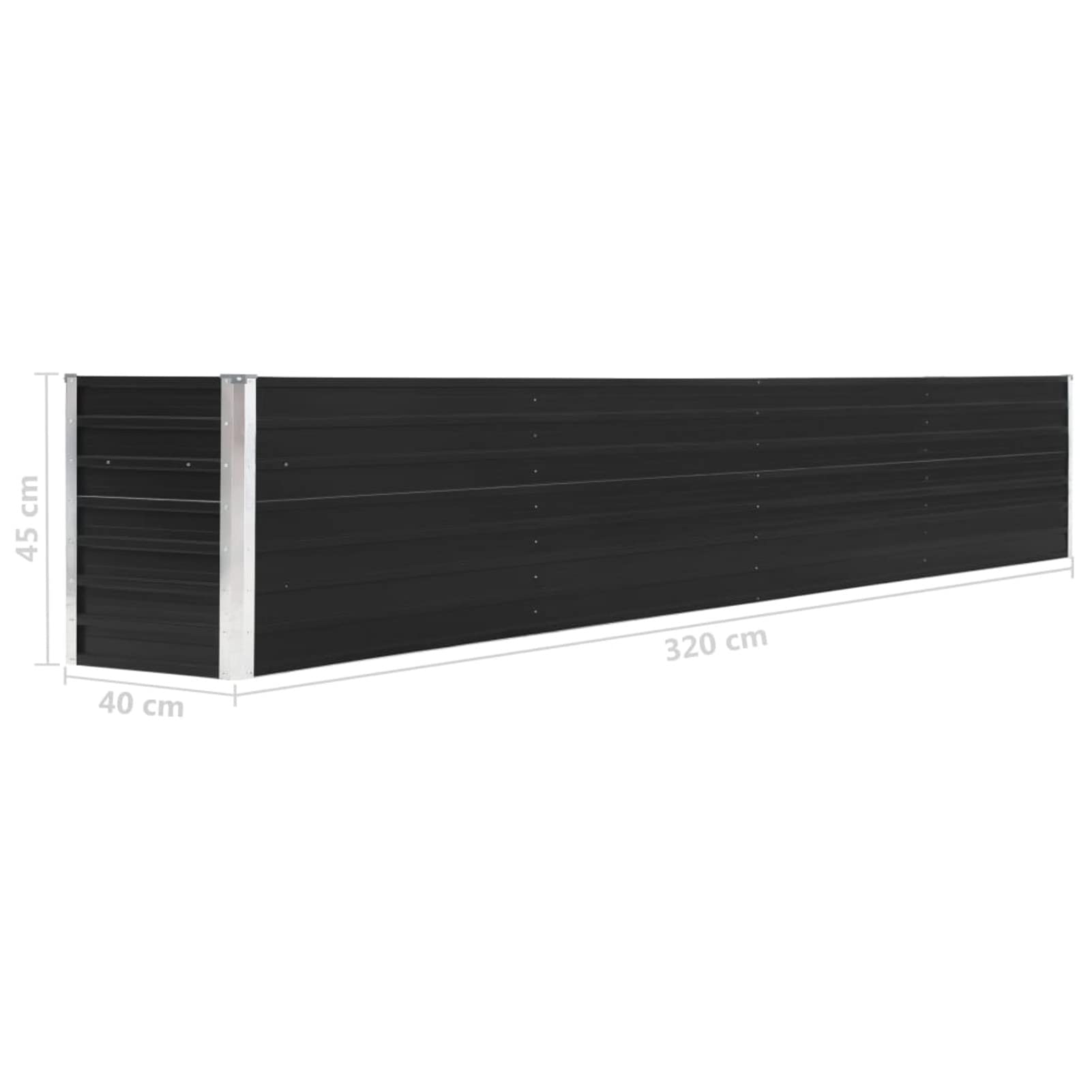 Arriate, Mesa De Cultivo, Huerto Domestico, Cultivo De Plantas Aromaticas, Arriate De Jardín, de jardín de Acero galvanizado Antracita 320x40x45 cm