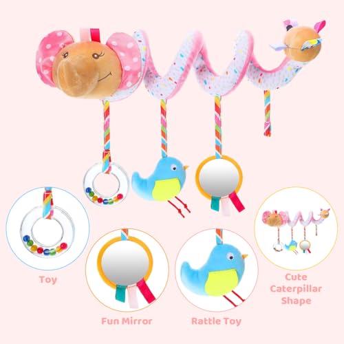 Image of SNOWIE SOFT Elephant Crib Toys Stroller Soft Plush Toy Spiral Colorful Baby Toys for 6 to 12 Months Interactive Cartoon Stuffed Crib Ornament Early Educational Activity Babies Sensory Toy