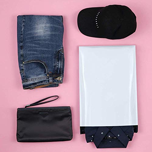 Image of UCGOU Poly Mailers 12x15.5 Inch White 100 Pack Medium Shipping Bags #5 Strong Thick Mailing Envelopes Self Sealing Adhesive Waterproof and Tear Proof Boutique Packaging Postal for Clothing
