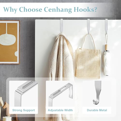 CENHANG Ganchos pequenos ajustáveis para cubículos, ganchos sobre a porta, cabides de porta de cubo