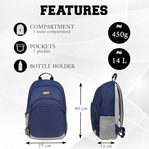 Image of F Gear Lume 14L Soft Backpack | Water Resistant Fabric, Lightweight Unisex Daypack with 1 Compartment & 1 Pocket | Perfect for College, Office, Travel & Everyday Use for Men & Women
