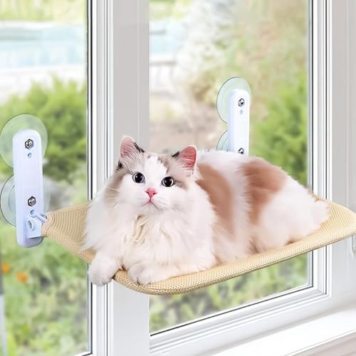 Katzenhängematte für | Katzenhängematte | Fenstermontierter Katzensitz | Katzenhängematte Fenstersitz | Katzenhängematte Fensterstange mit starken Saugnäpfen, hält bis zu 12, 5 kg für-9
