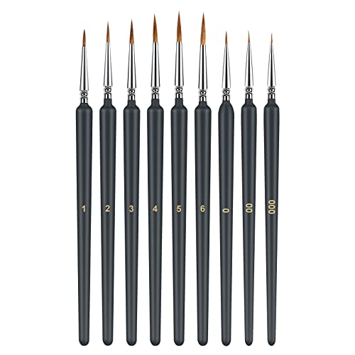 Detail Paint Brushes Set 9Pcs Miniature Brushes For Fine Detailing & Art Painting - Premium Horse Bristle Brushes For Acrylic, Watercolor, Oil, Models, Warhammer 40K (Horse Hair) #TOP7