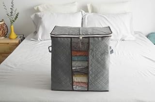 QuaiShy Storage Bag 90L Large Capacity Storage Boxes Reinforced Handle For Wardrobe Storage Moving Packing Storage For Clothes Organiser 3 Pack Grey