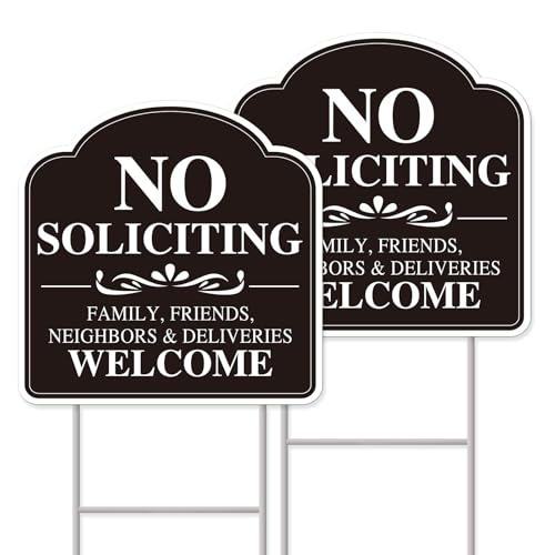 GXGGUS No Soliciting Sign for House, 2-Pcs 12"x12" H-Stake 2-Sided