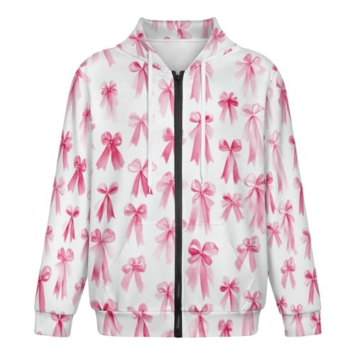 Pink Breast Cancer Awareness Men's Hoodies with Zipper Lightweight Long Sleeve Casual Sweatshirts4