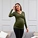 Maternity Top Long Sleeve Crossover Wrapped Breastfeeding Nursing Shirt Olive Green M