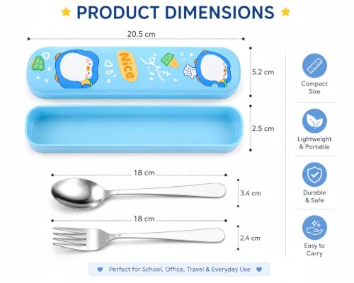 Image of Cutlery Set with Box for Dining | Stainless Steel Spoon, Fork | Reusable Tableware for Home, Kitchen, Office, Restaurant & Travel | Durable Mirror Finish Flatware