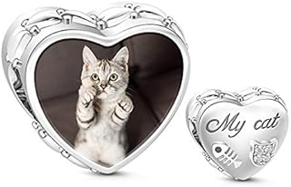 Gnoce Custom Photo Charm Bead Sterling Silver"Love My Family" Heart Personalized Charm Fit For Bracelet Necklace Jewelry Gift for Mom Wife Daughter Family