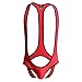 Men's Jockstrap Leotard Underwear Jumpsuits Wrestling Singlet Bodysuit(Red M)