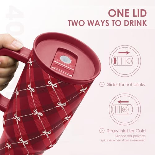Image of Christmas Stainless Steel Slider Tumbler with Handle 40 Ounces with Lid, Travel Cup, Insulated Bottles for Girls Women