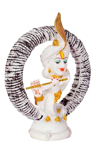 Image of Polyresin Cute Lord Krishna Idol Home Decorative Showpiece Statue Beautiful Krishna Idol for Housewarming (22 CM)