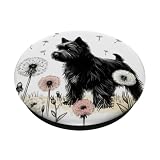 Black Cairn Terrier Floral We Love Mom Dad Lover Watercolor PopSockets Standard PopGrip