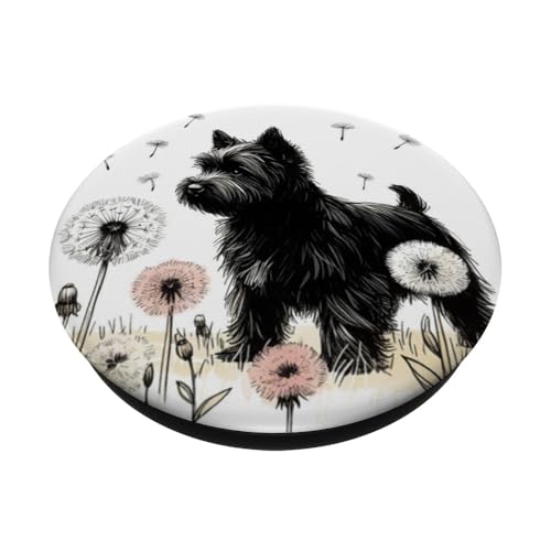 Black Cairn Terrier Floral We Love Mom Dad Lover Watercolor PopSockets Standard PopGrip