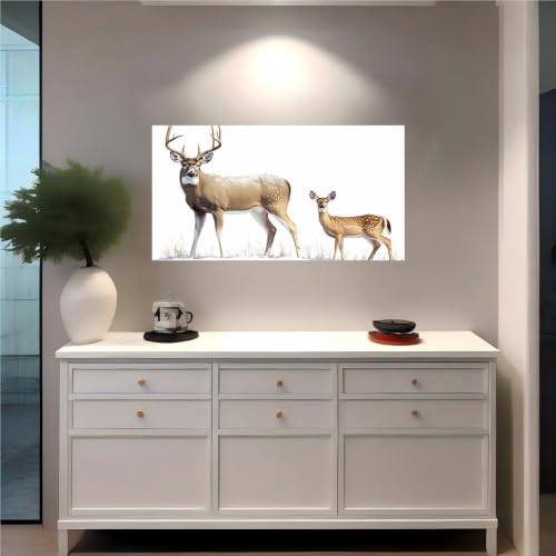 Vinilo pared ciervo de cola blanca con escena de nieve mural adhesivo lavable para casa 3