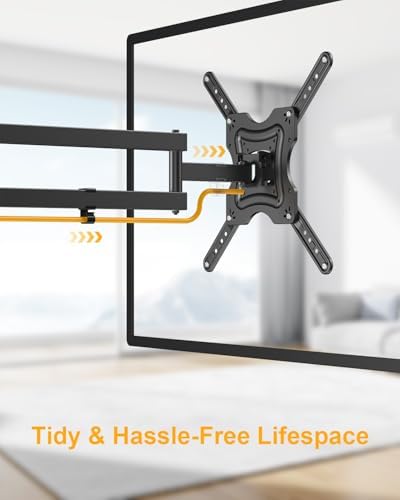 XVCAS Full Motion TV Wall Mount,vesa Monitor Mount Tv Brackets for 19-55 Inch LED LCD Flat Curved Screen TVs/Monitors,Universal Mount with Swivel and Tilt,Max VESA 400X400 mm, 66 lbs — view 3