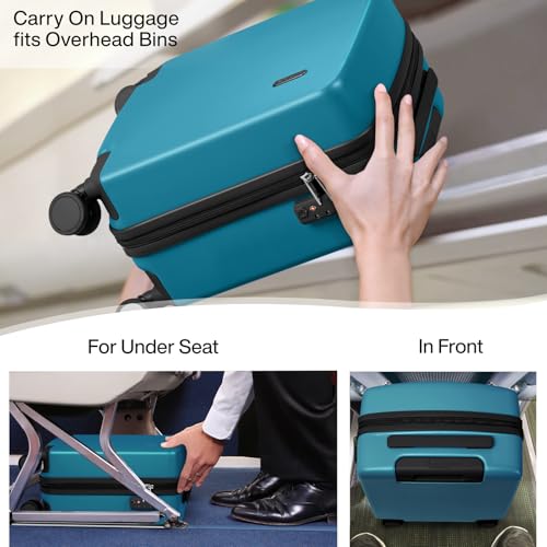 Image of Hanke 16 Inch Underseat Small Carry On Luggage, Hard Shell with TSA Lock | PC Hard Shell, 14 inch Padded Laptop Pocket, Multi-Compartment, 8 Spinner Wheels, Lightweight, Short Trip