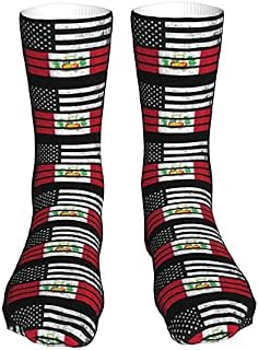 883 Compression Socks Peruvian American Half Peru Half America Flag Sports Socks Soft Calf Socks Non Slip Crew Socks For Walking Trekking Jogging 40cm