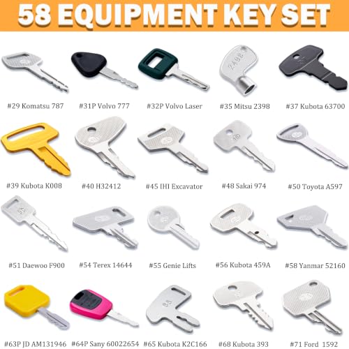 Image of 58 Pro Heavy Equipment Key Master Set, Construction Machine Operator Keys