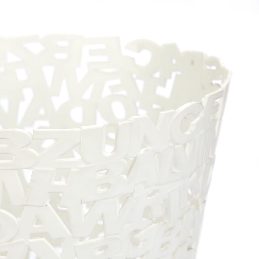 Plastic Letters Wastebasket - White by Balvi