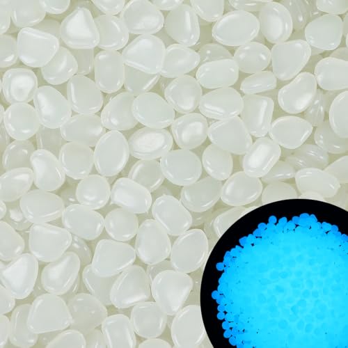 Image of Kaiyuan Dynasty Glow in The Dark Rocks Outdoor Decorative Stones 300Pcs White Glow Stones Glowing Rocks for Planters,Landscaping,Pathway,Garden Decoration