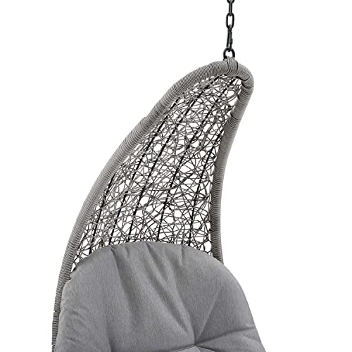 Modway Landscape Wicker Rattan Outdoor Patio Porch Chaise Lounge Hanging Swing Chair, Light Gray Gray #TOP3