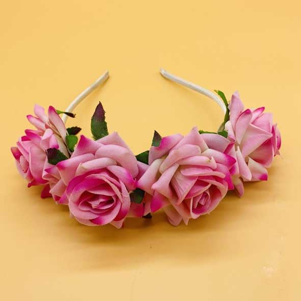 Rose Flower Headband, Hairband,Handmade Hair Band For Girls & Women, Pack-01, Color-Baby Pink-image-21