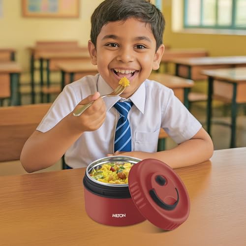 Image of MILTON Snack Box Big I Inner Steel, PU Insulated 510 ml I Leak Proof with Air Vent I Lunch Box for Office Use, School I Maroon