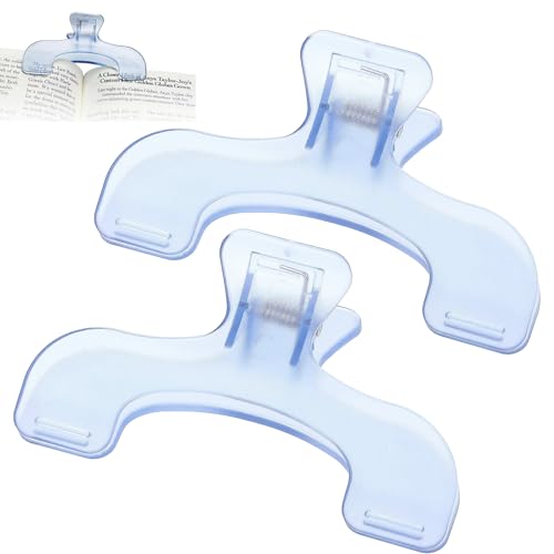 Yistoi 2 Piezas Clip para Sujetar Páginas, Clip Marcador de Página de Libro, Clips de Libros Transparentes, Fijación Fuerte, Fácil de Transportar, Adecuado para Oficina, Biblioteca