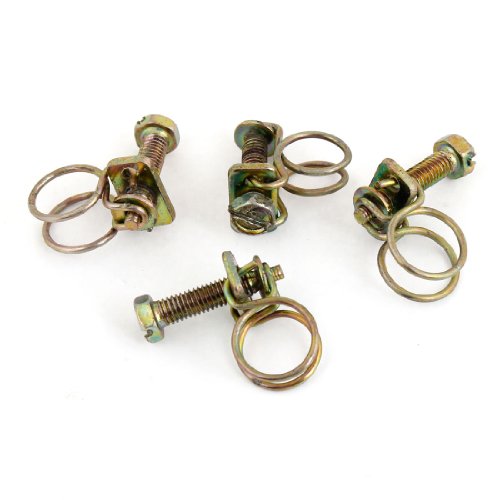 Aexit 4 Pcs Clamps 10-12mm Adjustable Range Steel Wire Water Oil Tube Strap Clamps Hose Clamps