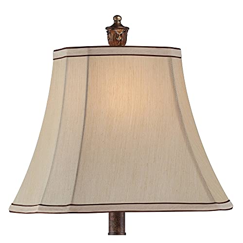 Regency Hill Traditional Style Table Lamp 25" High Old Oak Antique Brown Petite Vase Beige Fabric Rectangular Shade Decor For Living Room Bedroom House Bedside Nightstand Home Office Family #TOP7