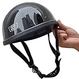 Ultralight Beanie Half Helmet DOT Certified Low Profile Retro Skull Cap Open Face Motorcycle Helmets for Adult Men Women Cruiser Moped Vespa Novelty Comfortable Small Helmet (Bright Black,Medium)