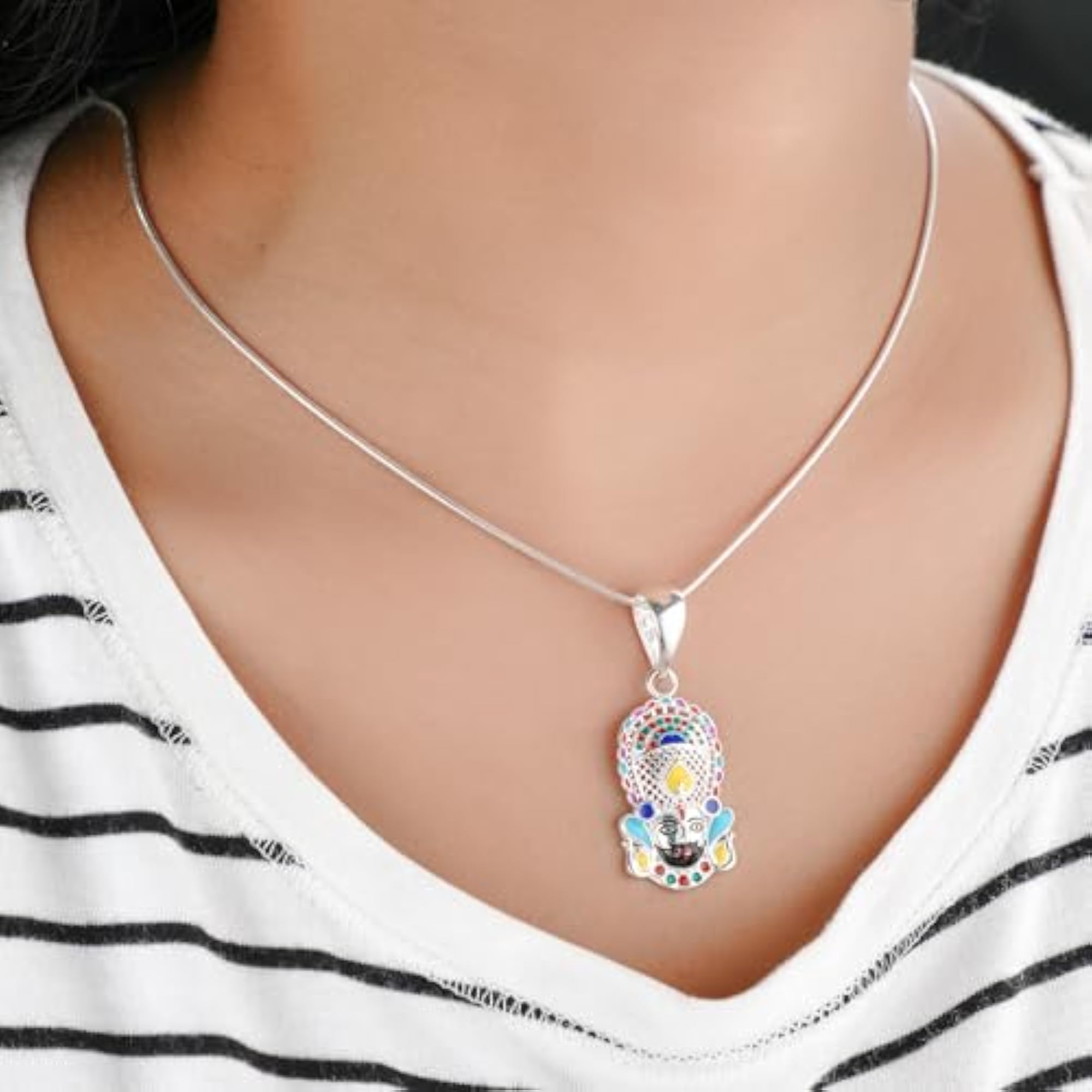 925 Silver Khatu Shyam Pendant with Chain, Gift for All