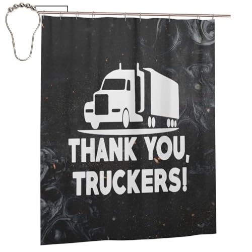 BIGKEULY Thank You Truckers Shower Curtains with Hooks Waterproof Shower Curtain, for Bathroom Showers 60 x 72 inch
