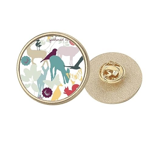 Broche ronde métal doré oiseau et cerf : le cadeau idéal pour amoureux de nature