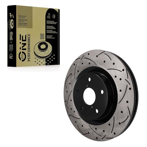 DS-One Front Coated Drilled Slotted Disc Brake Rotor (1 Piece Only) DS1-982567 Replacement For Subaru Forester Outback Crosstrek WRX Legacy - Left or Right Side (Driver Passenger) by DS-One - Used condition - CA$68.54