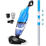 Pool Vacuum for Above Ground Pool with a Telescopic Pole, 80Mins Runtime, Handheld Rechargeable Pool Cleaner with 18.5 Gallons/min Powerful Suction for Above Ground/Inground Pools, Hot Tubs, Spas