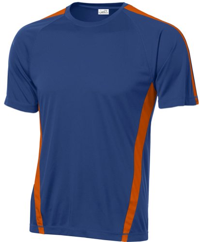 Joe's USA Men's Athletic All Sport Training T-Shirt ,True Royal/ Deep Orange ,X-Large