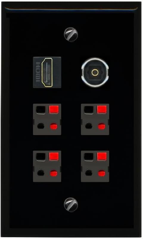 RiteAV 4 Speaker 1 Toslink-Optical HDMI Wall Plate - Flat Style [Stainless Steel]