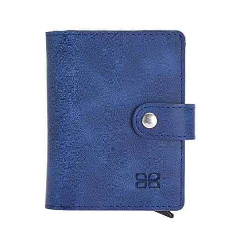 Bouletta Mens Minimalist Pop up Wallet RFID Blocking Slim Credit Card Holder Automatic Wallets for Men Leather Case (Palermo Parliament Blue)
