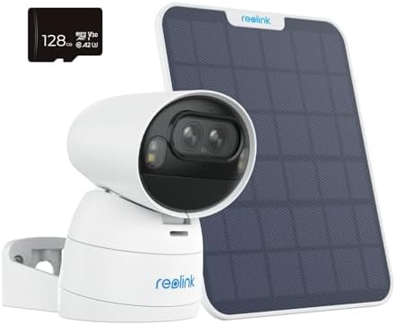 Argus Track + Tarjeta SD de 128 GB, Cámaras de seguridad solares de doble lente 4K Inalámbricas para exteriores/interiores, Panel solar de 6 W, Seguimiento de zoom automático, WiFi de 2,4/5 GHz, Visión nocturna en color, Sin suscripciones