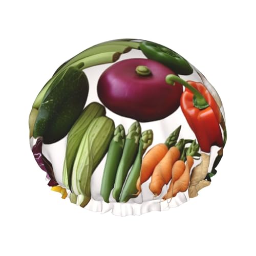 Introduction of various vegetables Shower Cap Double Layer Waterproof Bath